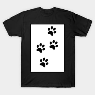 Black Paw-prints on a white surface T-Shirt